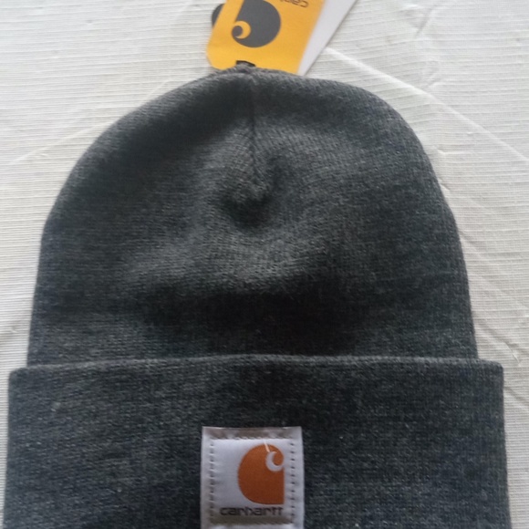 Men's Carhartt Knit Cuff Beanie Dark Grey One Size NWT - Picture 2 of 5